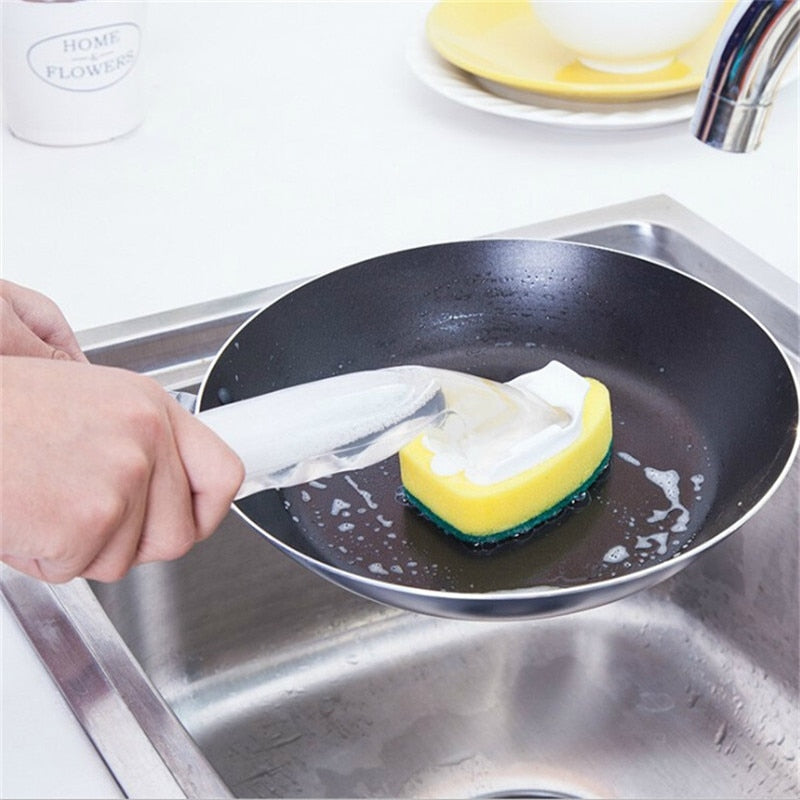 Dish Washing Cleaning Soap Dispenser Sponge