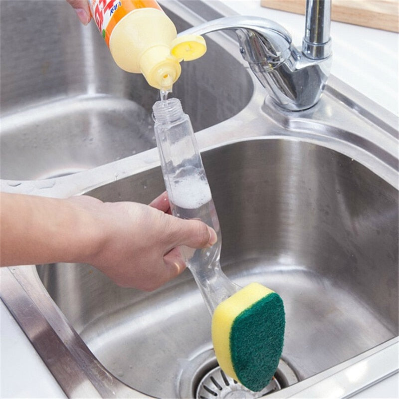 Dish Washing Cleaning Soap Dispenser Sponge